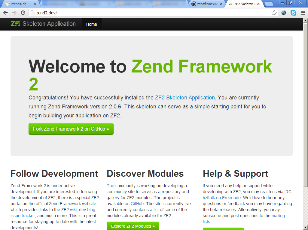 Installed Zend Framework 2.0.6